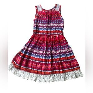 The Children’s Place Boho Chevron Print Crochet Hem Dress Size 4T